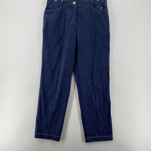 Peter Hahn Jeans Women's Size 14 Blue Denim 5 Pocket Button Zip Closure - Picture 1 of 14